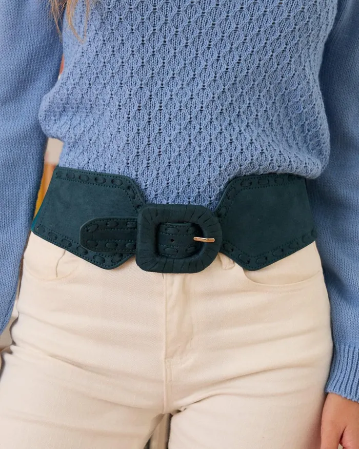 Polin Et Moi Fabiora Buckle Belt Cobalt Blue Women Belts