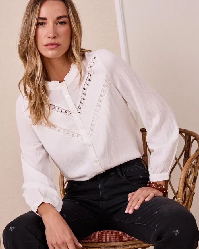Polin Et Moi Isa Ruffle Shirt White Women Blouses And Shirts