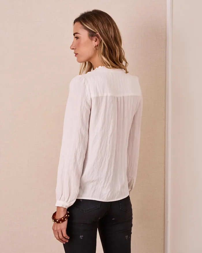 Polin Et Moi Isa Ruffle Shirt White Women Blouses And Shirts Polin Et Moi Isa Ruffle Shirt White Women Blouses And Shirts