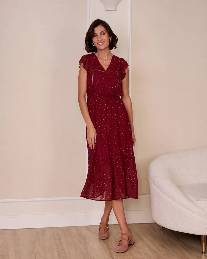 Polin Et Moi Lunari Mid Lenght Dress Cherry Women Dresses And Jumpsuits