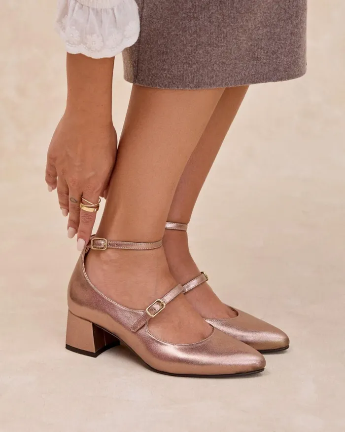 Polin Et Moi Mary Jane Double Corvina Bronze Women Heels