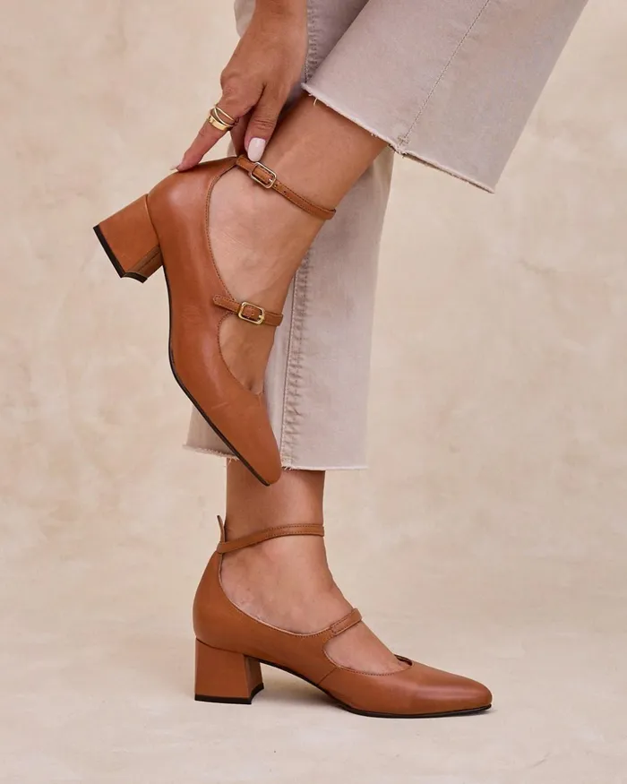 Polin Et Moi Mary Jane Leather Poplin Leather Women Heels