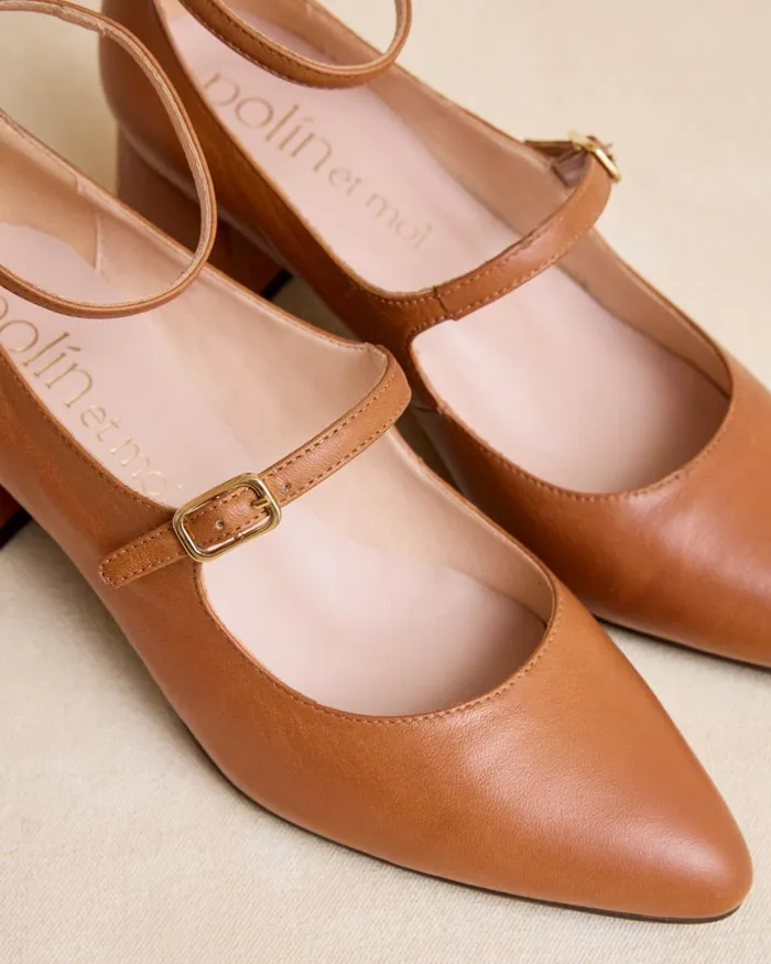 Polin Et Moi Mary Jane Leather Poplin Leather Women Heels Polin Et Moi Mary Jane Leather Poplin Leather Women Heels