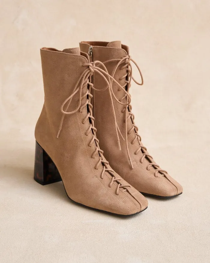 Polin Et Moi Pidrina Laces Ankle Boots Camel Women Ankle Boots