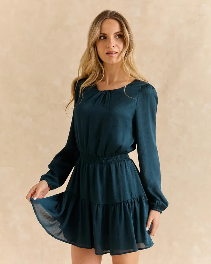 Polin Et Moi Short Dress With Elastic Waist Green Forest Women Dresses And Jumpsuits