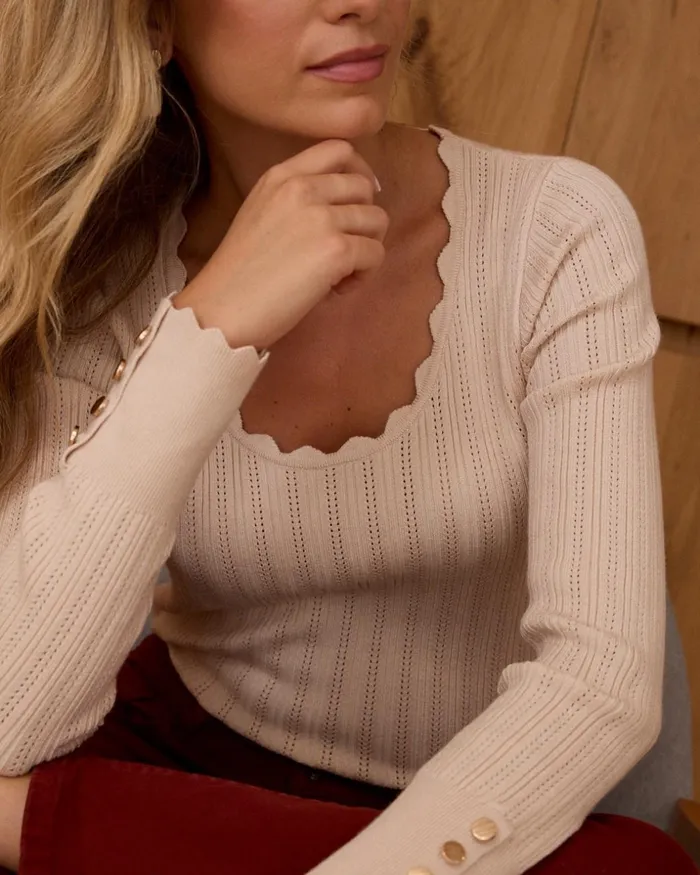 Polin Et Moi Sweater Fino Betania Beige Women Cardigans And Sweaters Polin Et Moi Sweater Fino Betania Beige Women Cardigans And Sweaters