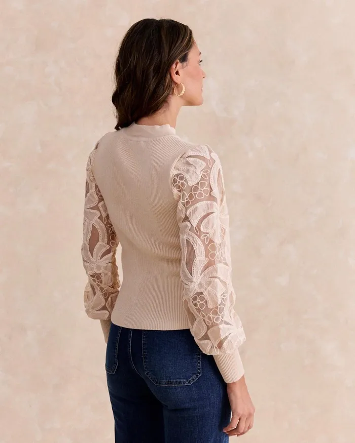 Polin Et Moi Trinity Sleeve Pullover Beige Women Cardigans And Sweaters Polin Et Moi Trinity Sleeve Pullover Beige Women Cardigans And Sweaters
