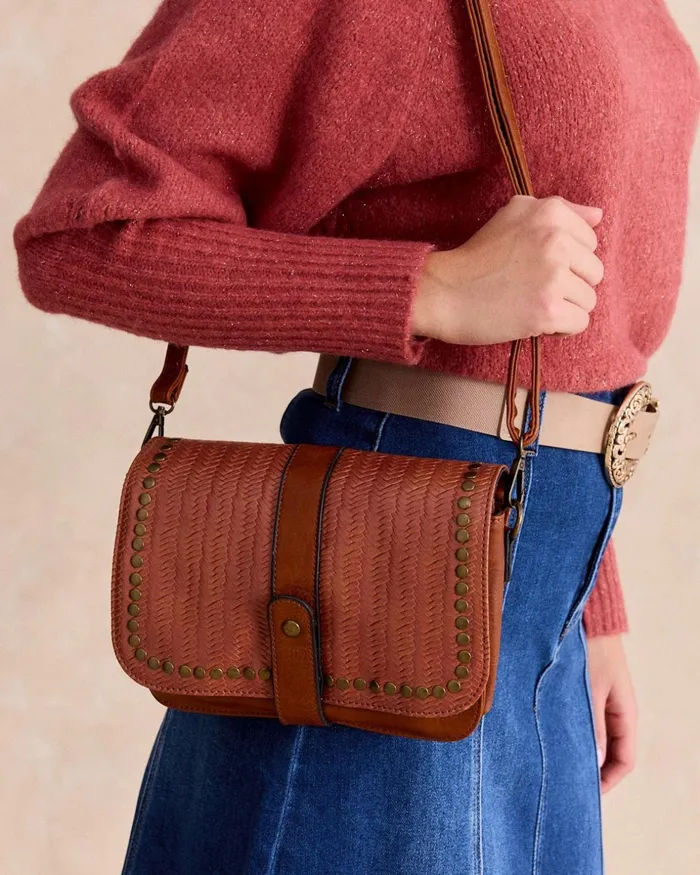 Polin Et Moi Yasmine Studs Crossbody Bag Leather Women Bags