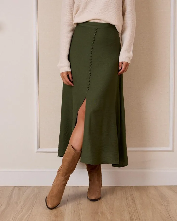 Polin Et Moi Zulema039 Mid Lenght Skirt Green Forest Women Skirts