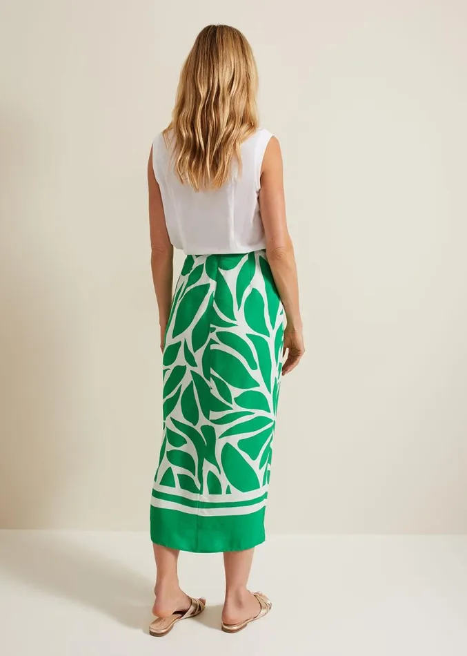 Presley Leaf Print Skirt Green Women Phase Eight Skirts