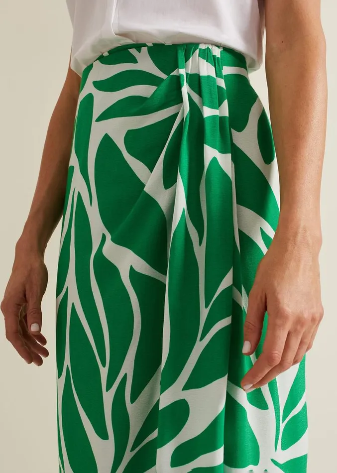 Presley Leaf Print Skirt Green Women Phase Eight Skirts
