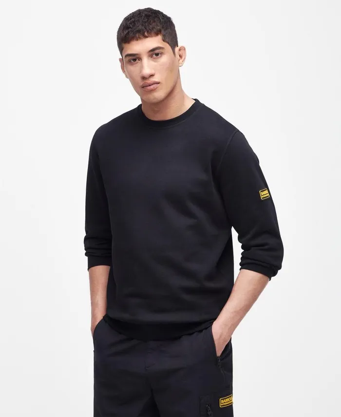 Racer Badge Crew Neck Sweatshirt Yellow Haze Men Barbour Hoodies and Sweatshirts
