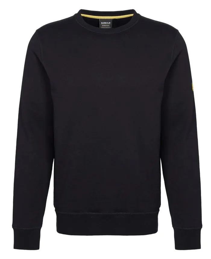Racer Badge Crew Neck Sweatshirt Yellow Haze Men Barbour Hoodies and Sweatshirts