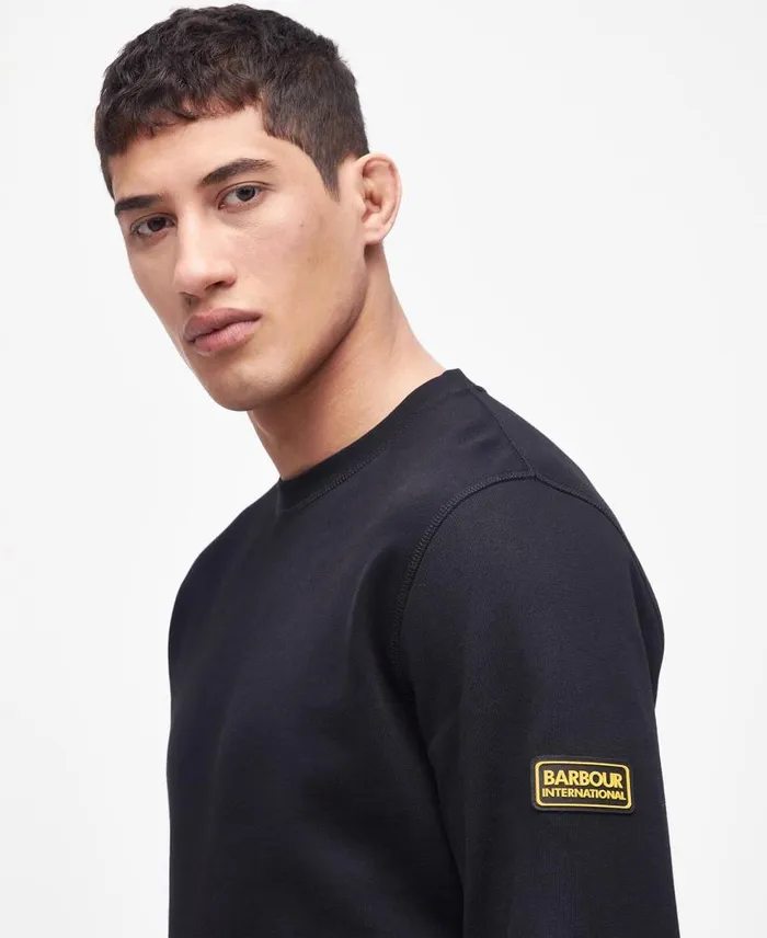 Racer Badge Crew Neck Sweatshirt Yellow Haze Men Barbour Hoodies and Sweatshirts