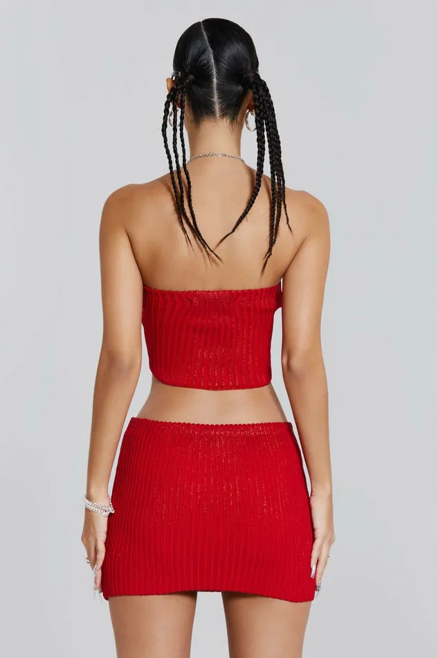 Racer Metallic 2 In 1 Dress Red Women Jaded London Knitwear