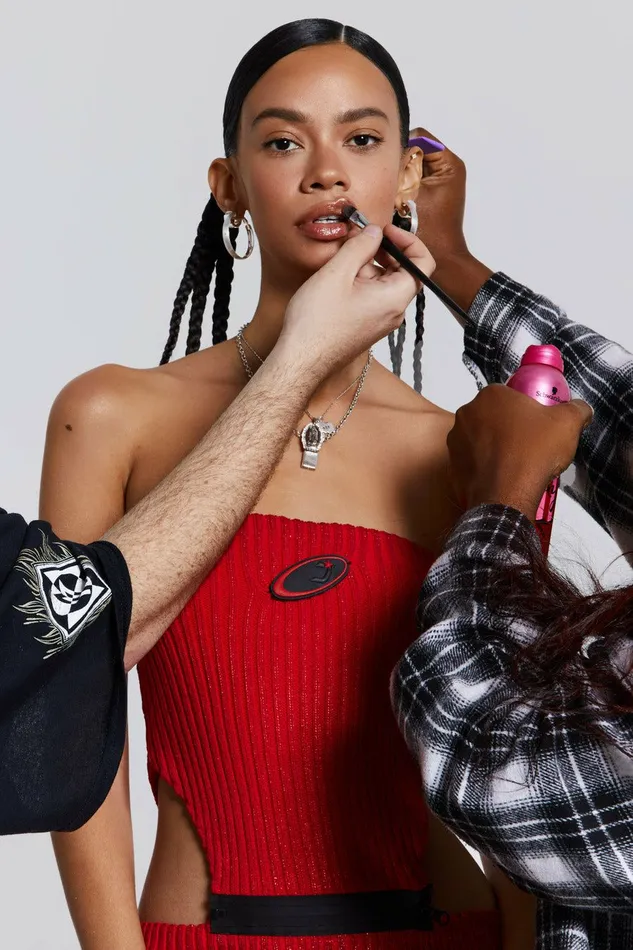 Racer Metallic 2 In 1 Dress Red Women Jaded London Knitwear