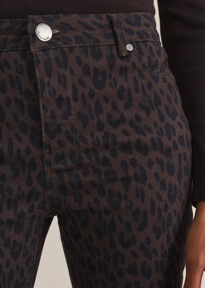 Ramona Leopard Print Straight Leg Jean Brown Women Phase Eight Trousers