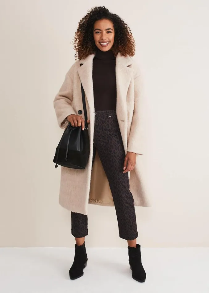 Ramona Leopard Print Straight Leg Jean Brown Women Phase Eight Trousers
