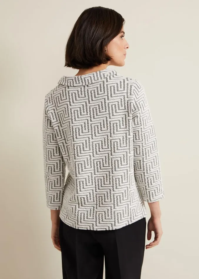 Rena Textured Top Ivoryblack Women Phase Eight Tops and TShirts