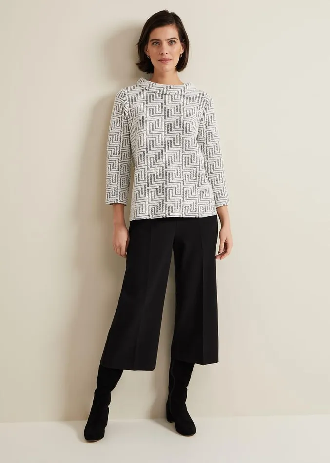 Rena Textured Top Ivoryblack Women Phase Eight Tops and TShirts