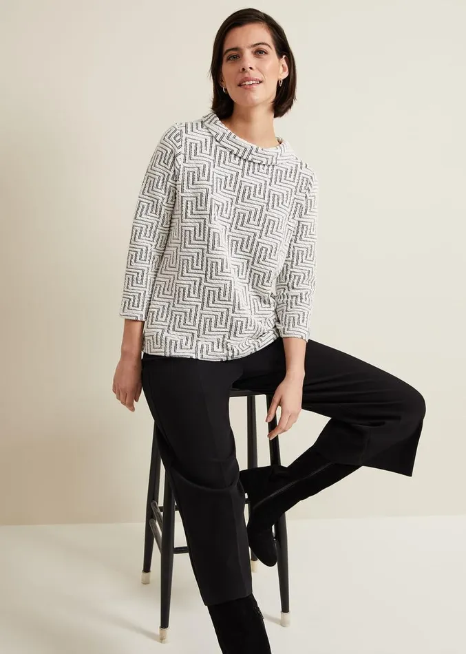 Rena Textured Top Ivoryblack Women Phase Eight Tops and TShirts