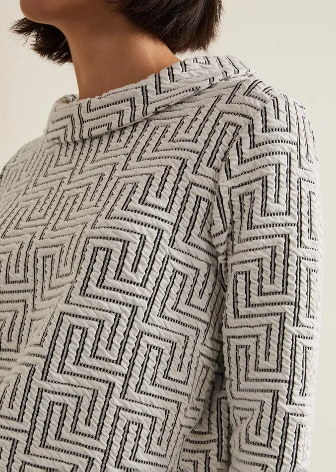 Rena Textured Top Ivoryblack Women Phase Eight Tops and TShirts