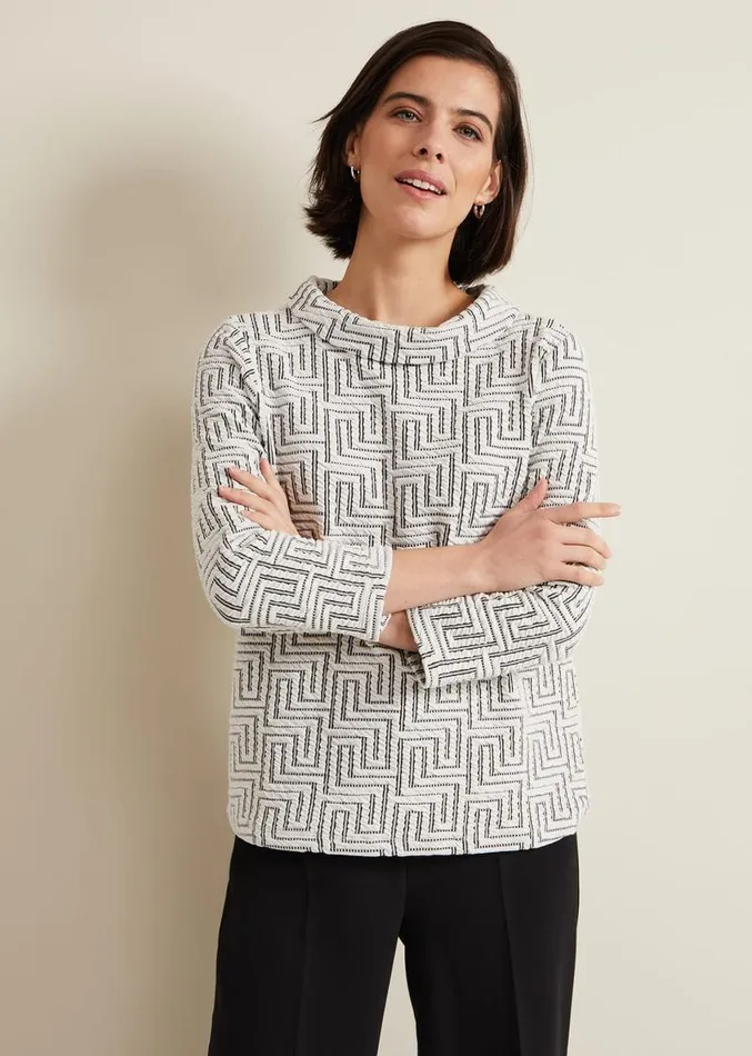 Rena Textured Top Ivoryblack Women Phase Eight Tops and TShirts