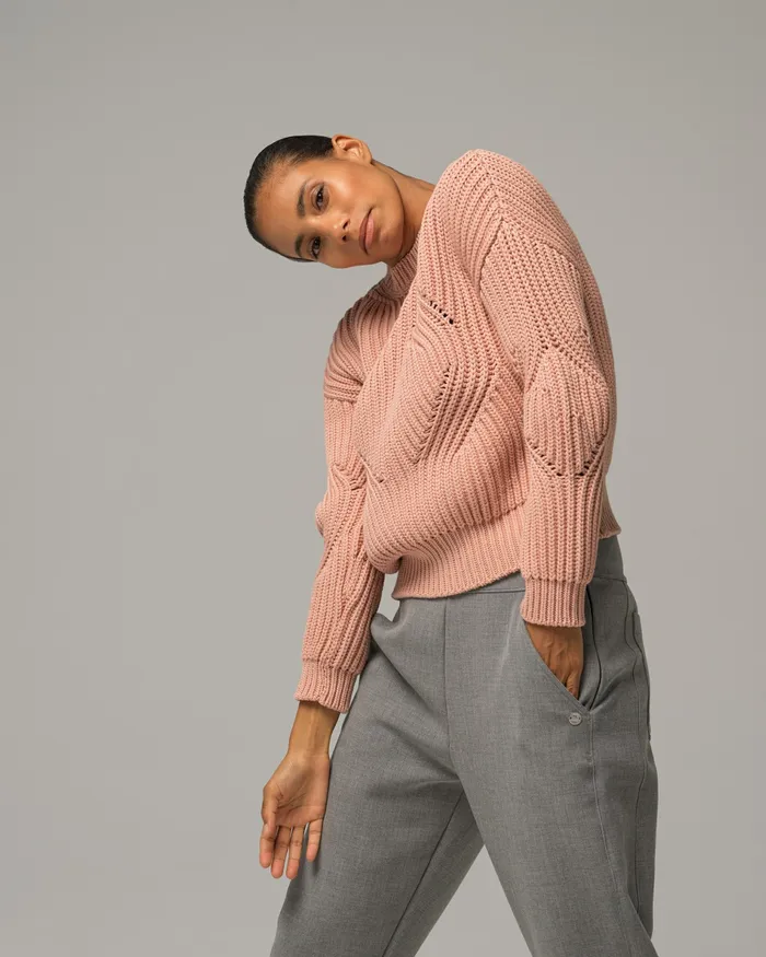 Repetto Womens Knit and Sweats 3D Knit Sweater Blush Pink