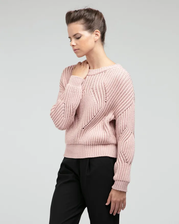 Repetto Womens Knit and Sweats 3D Knit Sweater Blush Pink