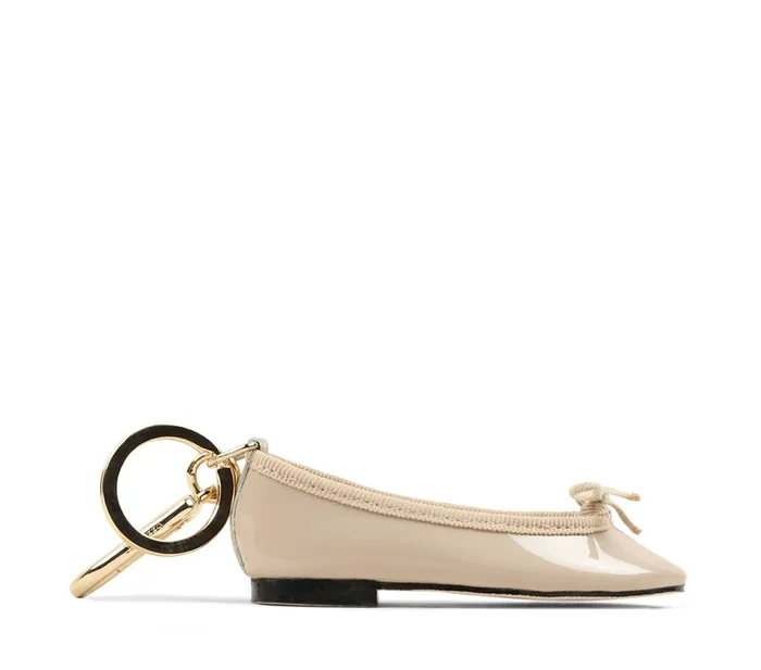 Repetto Womens Small Leather Goods Cendrillon Keychain Beige For Sale