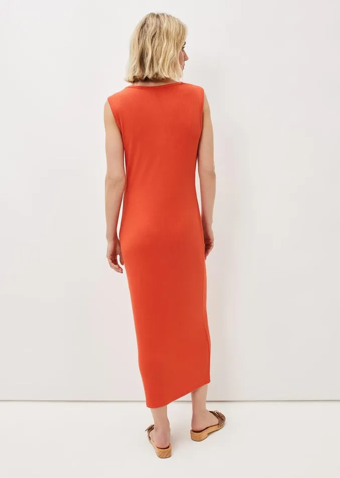 Reya Ribbed Column Midi Dress Burnt Orange Women Phase Eight Dresses