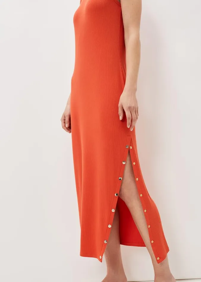 Reya Ribbed Column Midi Dress Burnt Orange Women Phase Eight Dresses