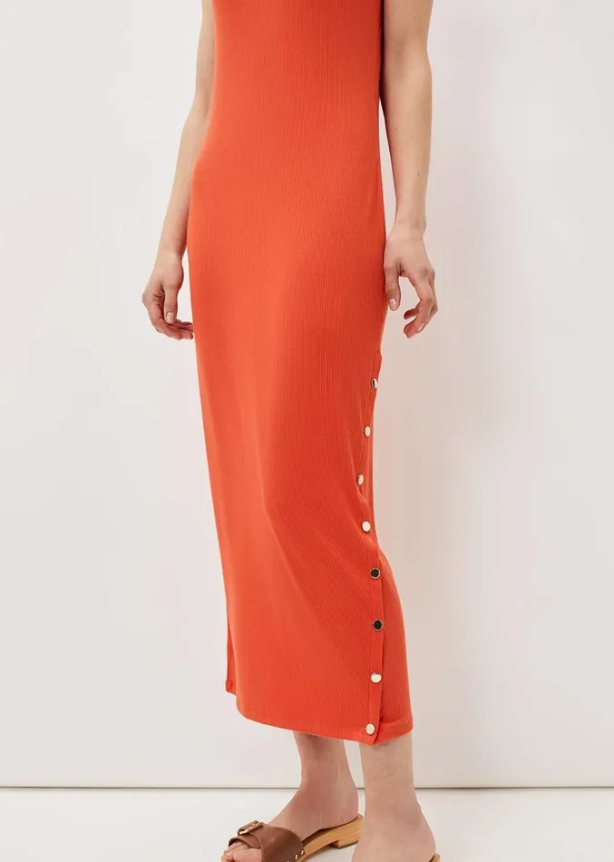Reya Ribbed Column Midi Dress Burnt Orange Women Phase Eight Dresses