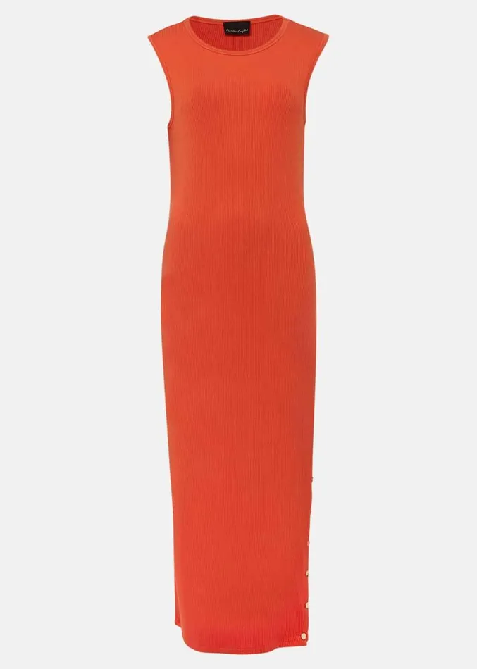 Reya Ribbed Column Midi Dress Burnt Orange Women Phase Eight Dresses