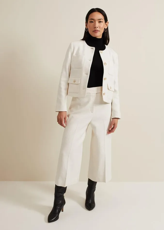 Ripley Boucle Culotte Ivory Women Phase Eight Trousers