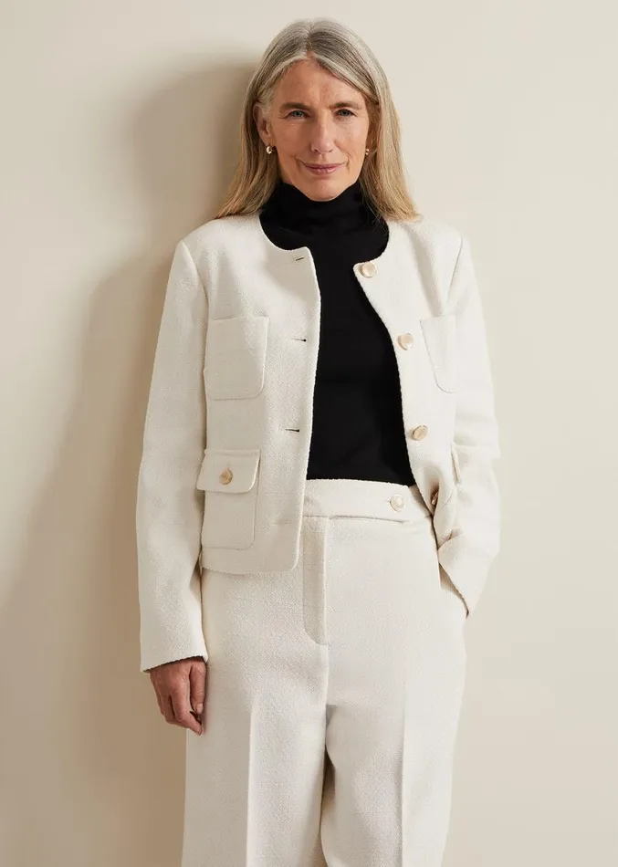 Ripley Boucle Jacket Ivory Women Phase Eight Jackets