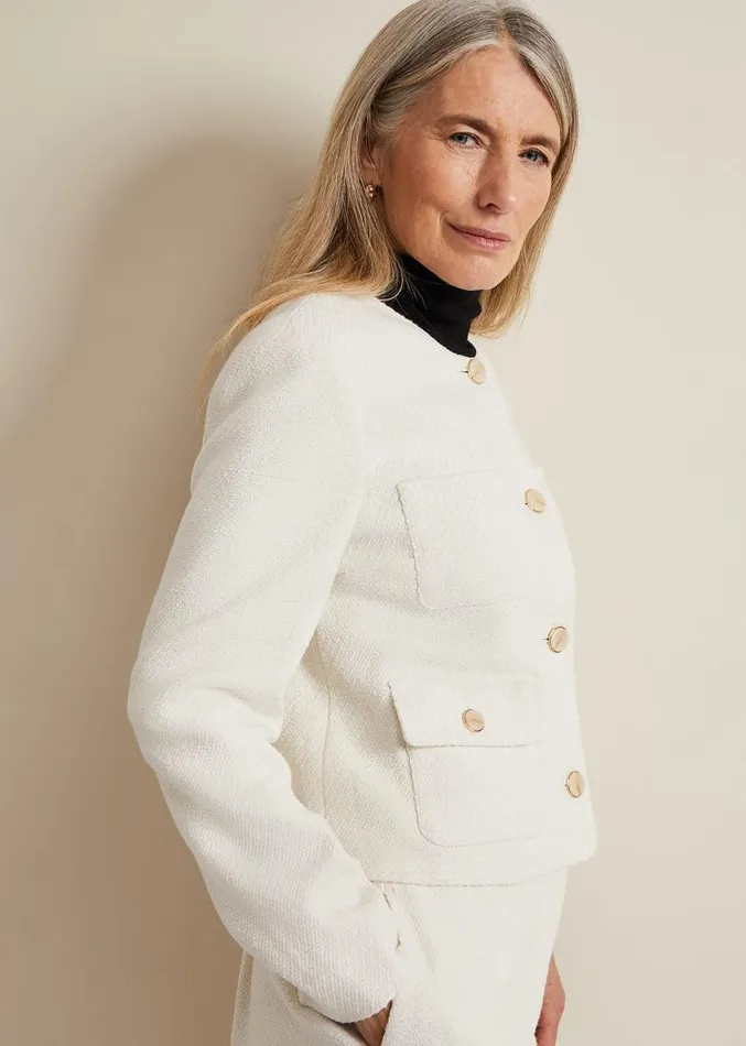 Ripley Boucle Jacket Ivory Women Phase Eight Jackets