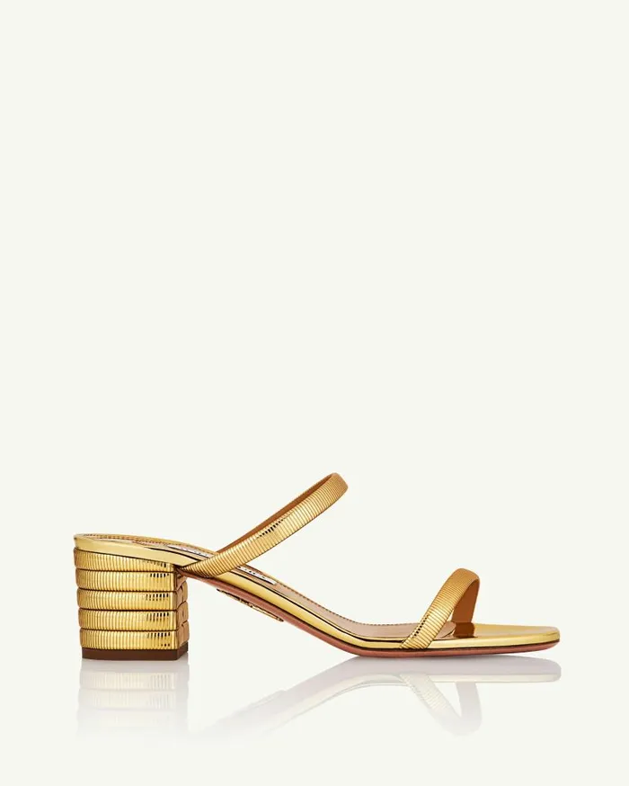 Riviera Chain Sandal 50 Gold Women Aquazzura Slides and Mules Riviera Chain Sandal 50 Gold Women Aquazzura Slides and Mules