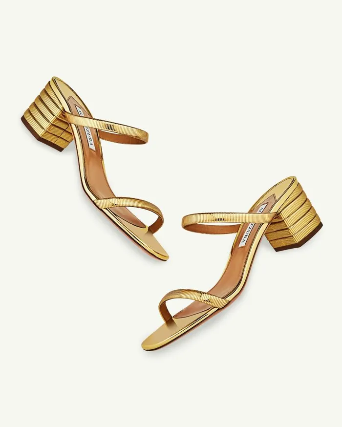 Riviera Chain Sandal 50 Gold Women Aquazzura Slides and Mules Riviera Chain Sandal 50 Gold Women Aquazzura Slides and Mules