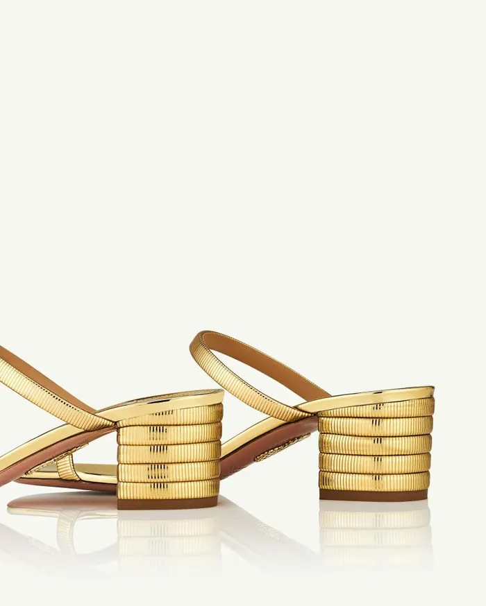 Riviera Chain Sandal 50 Gold Women Aquazzura Slides and Mules Riviera Chain Sandal 50 Gold Women Aquazzura Slides and Mules