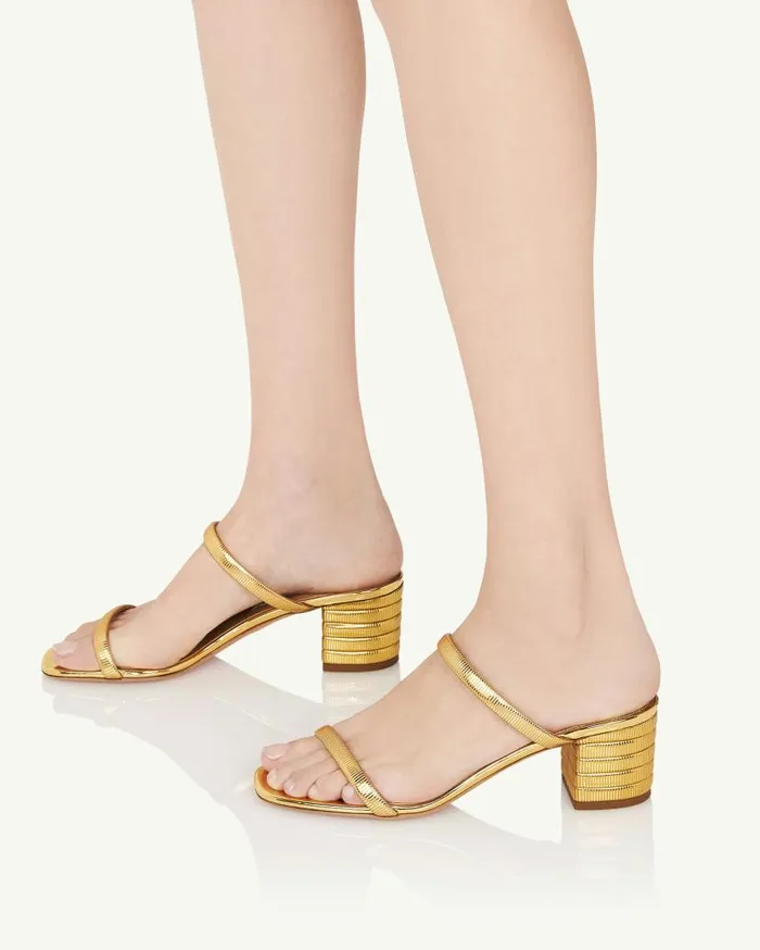 Riviera Chain Sandal 50 Gold Women Aquazzura Slides and Mules Riviera Chain Sandal 50 Gold Women Aquazzura Slides and Mules