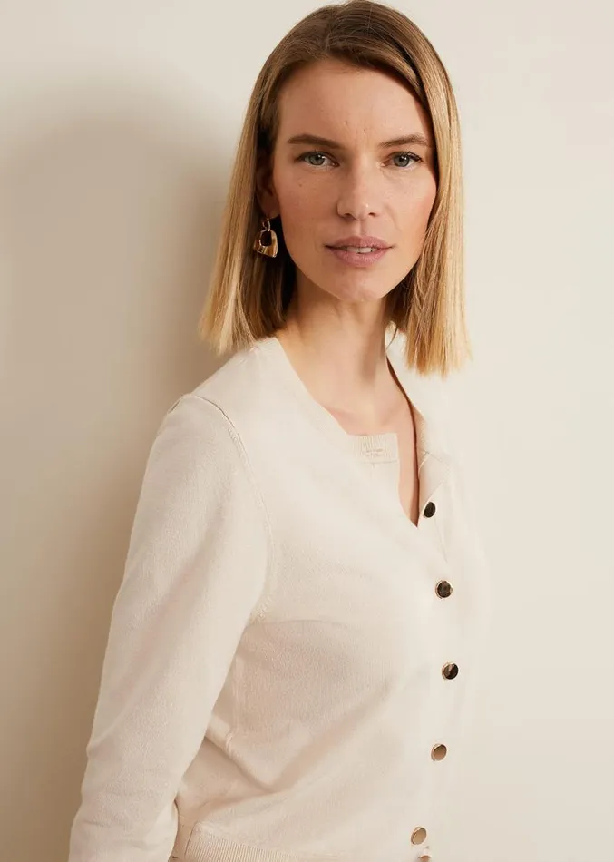 Robin Button Through Cardigan Stone Women Phase Eight Knitwear