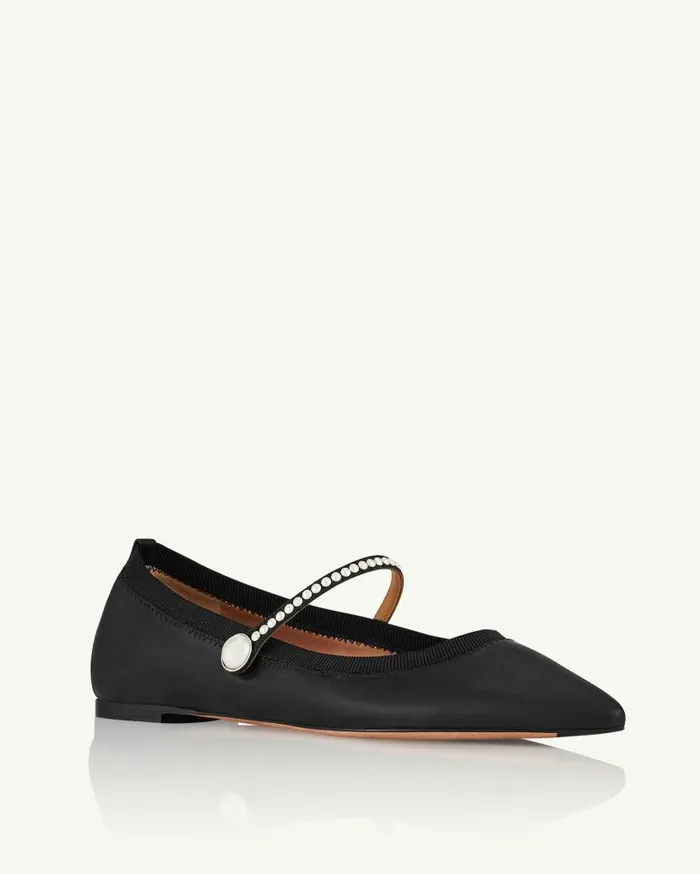 Romy Pearl Flat Black Women Aquazzura Flats