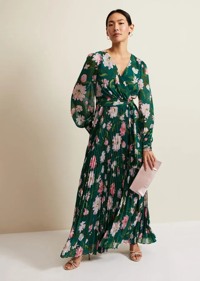 Rosa Floral Pleat Maxi Dress Multicoloured Women Phase Eight Dresses