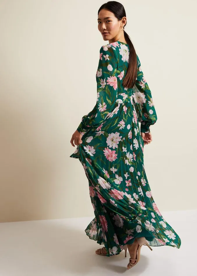 Rosa Floral Pleat Maxi Dress Multicoloured Women Phase Eight Dresses