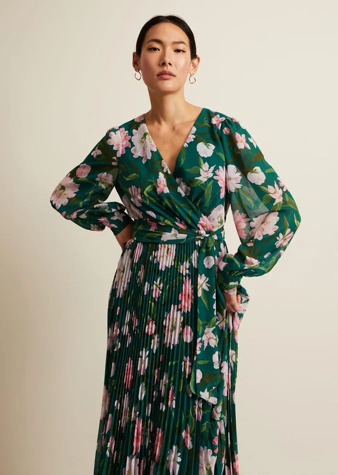 Rosa Floral Pleat Maxi Dress Multicoloured Women Phase Eight Dresses
