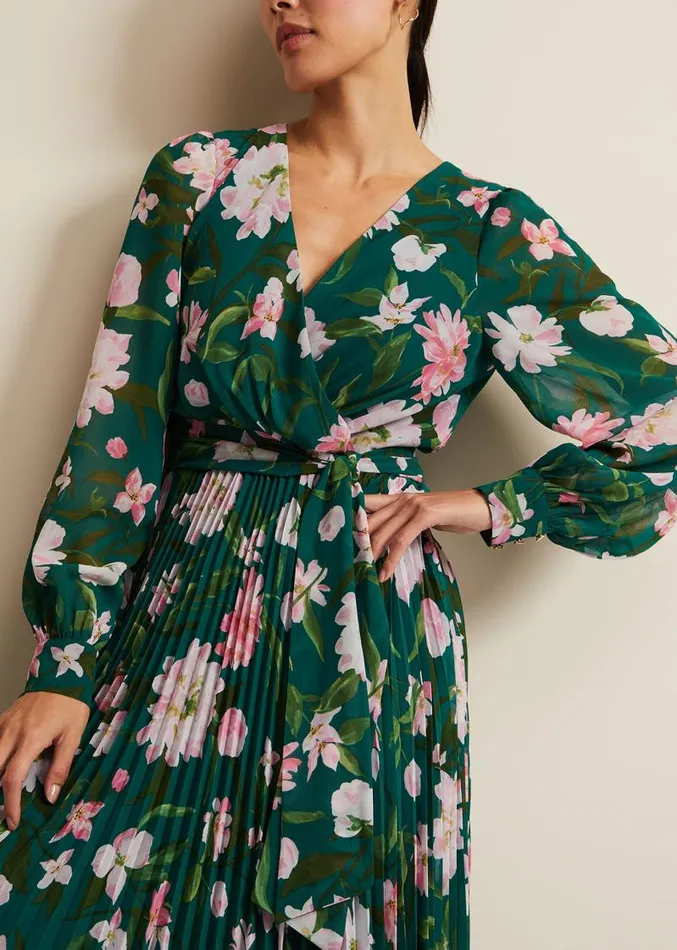 Rosa Floral Pleat Maxi Dress Multicoloured Women Phase Eight Dresses