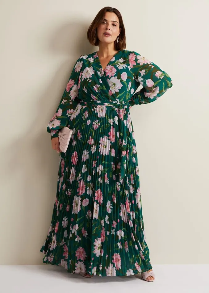 Rosa Floral Pleat Maxi Dress Multicoloured Women Phase Eight Dresses