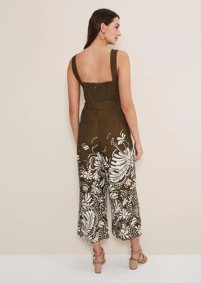 Rosalia Wide Leg Jumpsuit Khaki Women Phase Eight Dresses