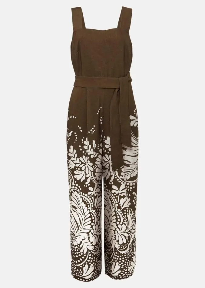 Rosalia Wide Leg Jumpsuit Khaki Women Phase Eight Dresses
